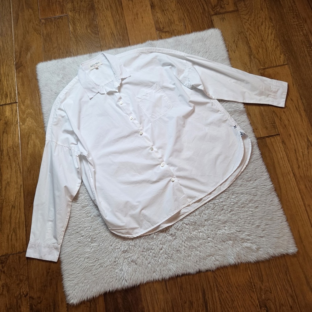 Alex Mill Poplin Button Up Shirt Women's XL Long Sleeve White Boxy Oversized